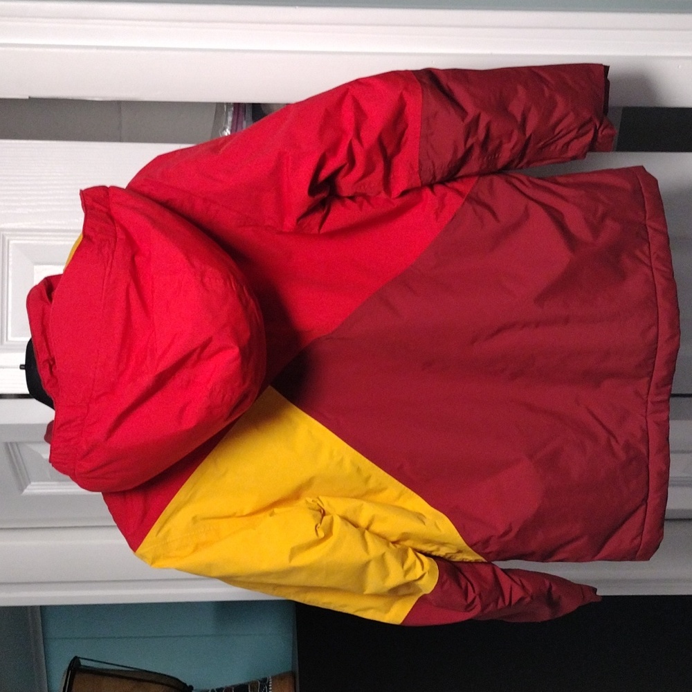 Lands End Kid's Medium 10-12 Winter Ski Coat Jacket "Grow a Longs" Red Yellow - Picture 3 of 9